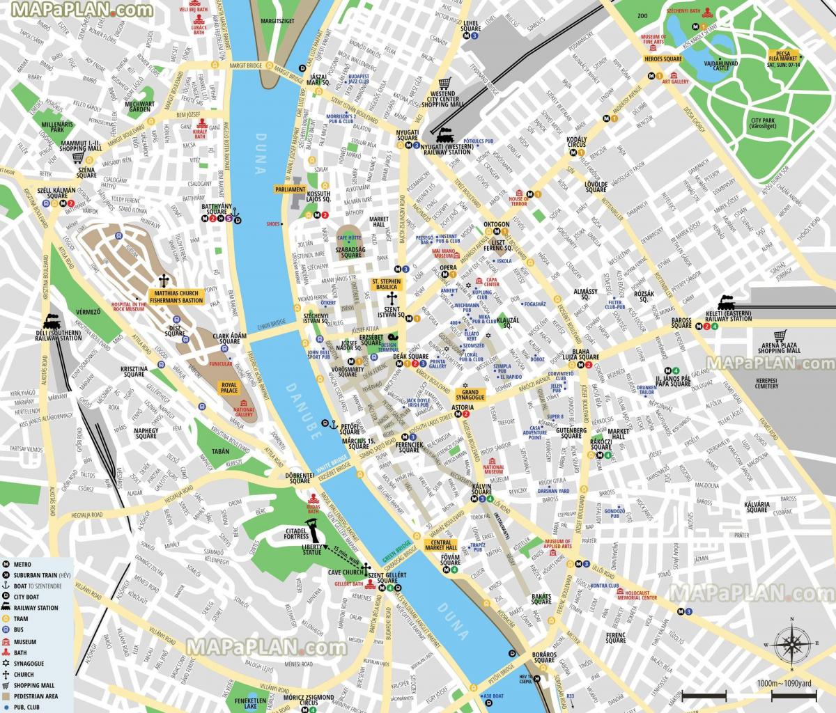 Карта центра Будапешта
